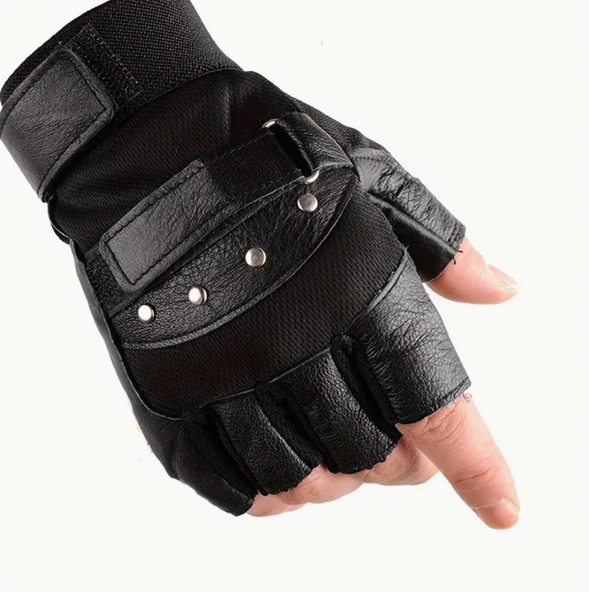 Genuine Leather Half-Finger Gloves