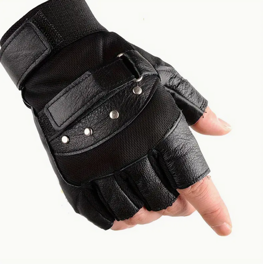 Genuine Leather Half-Finger Gloves
