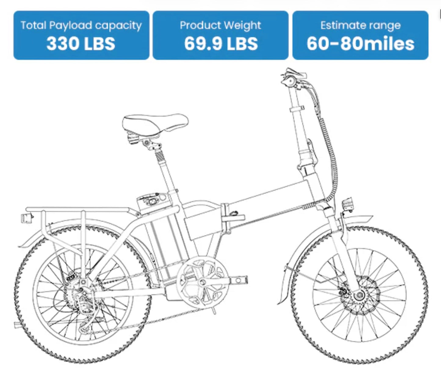 Foldable Electric Bike 100Mile - 36mph - Limited time
